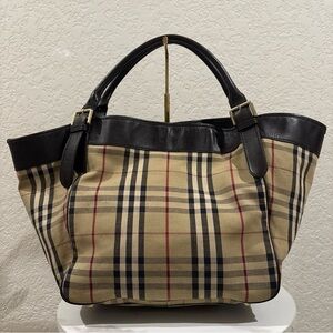 Burberry Large Tote Bag Canvas Plaid Nova Check